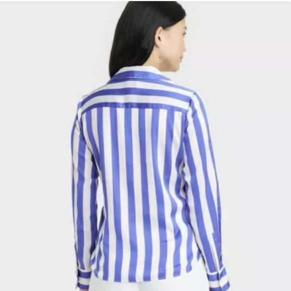 Slim Fit Long Sleeve Satin Button-Down Shirt - A New Day - Picture 6 of 6